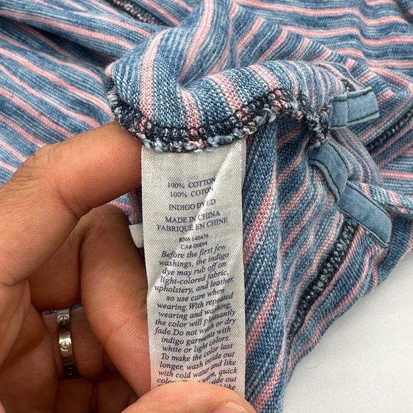 Faherty Brand Men’s Polo Shirt Striped Natural Indigo Dyed Blue/Red Sz XL - Picture 15 of 17